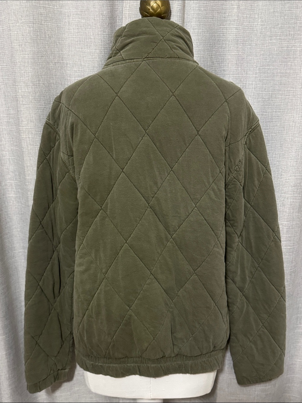 Wild Fable Bomber Style ZipUp Sweatshirt Jacket-Sz xs-Cotton-Olive Green-Quilted - Picture 7 of 15